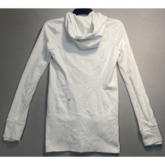 Lululemon Athletica Womens Stride II Hooded Jacket White Ribbed Trim Size 6 - Picture 4 of 8